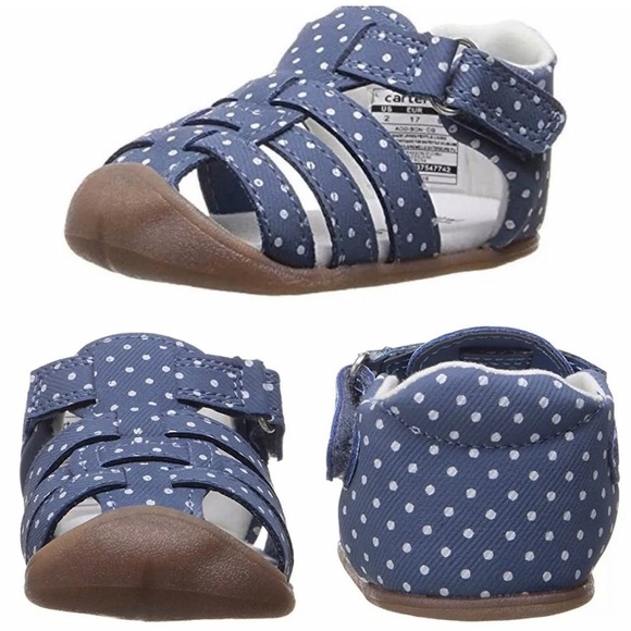 NEW Carter’s Blue Sandals Every Step Stage 1 Crawl Shoes Size 2 or 3 - Picture 7 of 7